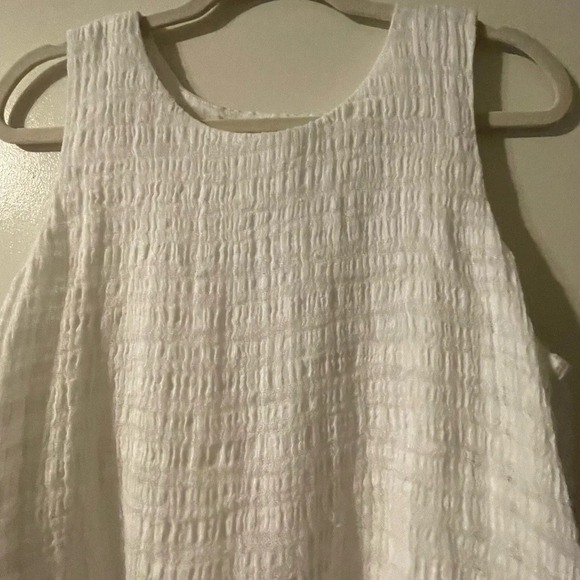 PURE JILL 100% Linen White Sleeveless Layered Sheath Dress Size Large - Picture 4 of 11